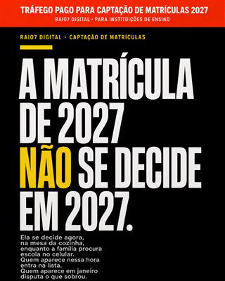 Criativo de campanha de matrículas 2027