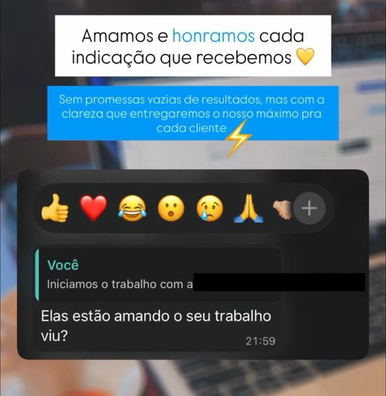 Cliente da Raio7 elogiando o trabalho da equipe